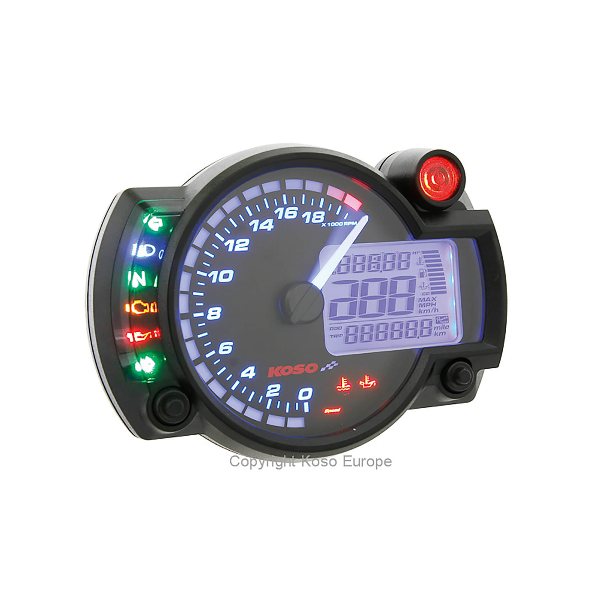 koso RX2N+ GP Style digital multifunction cockpit, ~20,000 RPM
