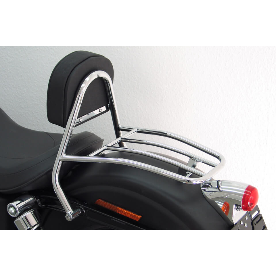 fehling Driver Sissy Bar with cushion and carrier, HD Dyna Street Bob 09-
