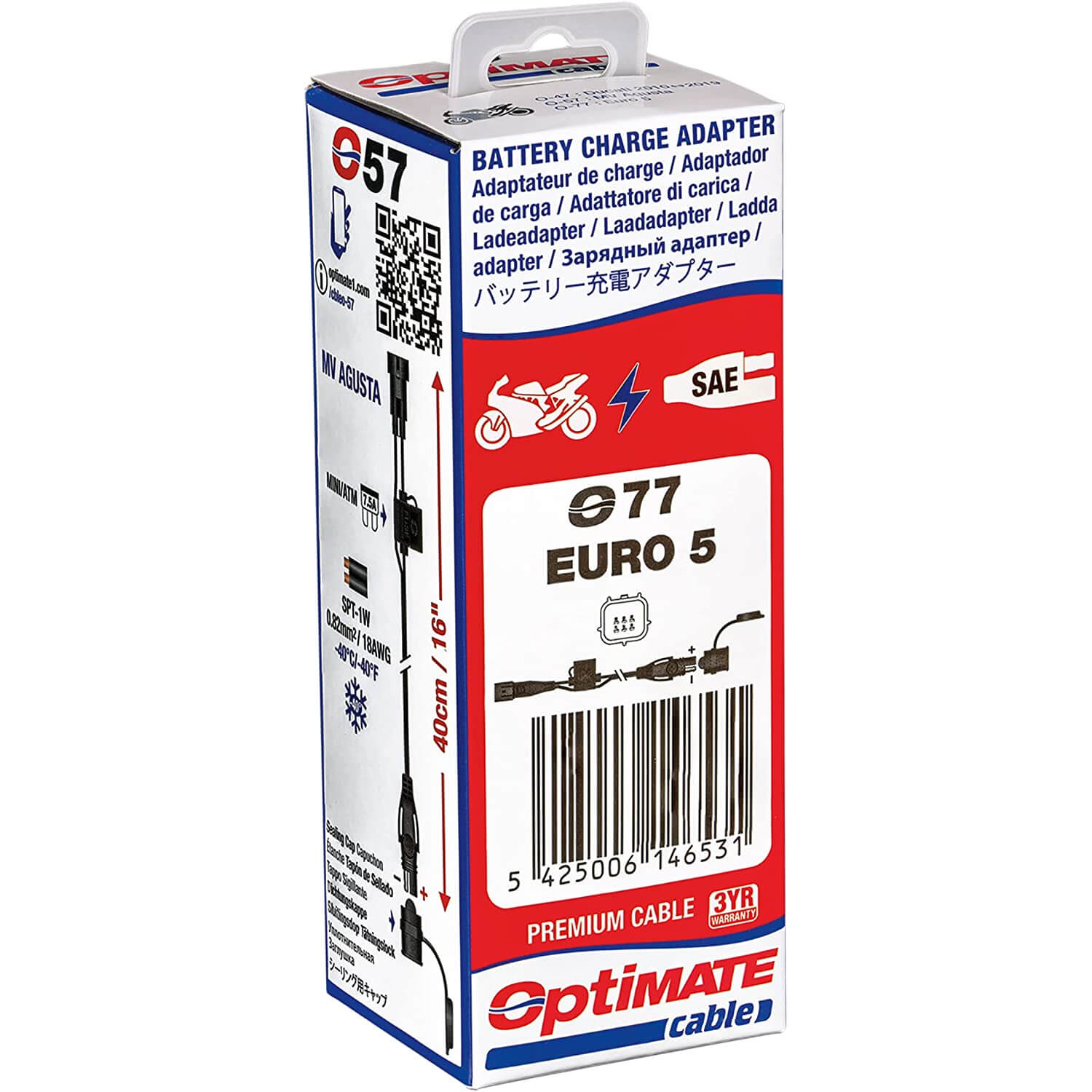 optimate Charging adapter EURO5 6-pin, Powersport, 0,4m (No. 77)