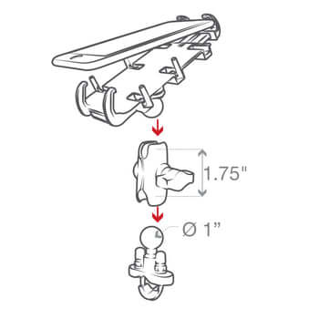 ram_mounts Universal handlebar mount (short) for small electronic devices - with pipe clamp