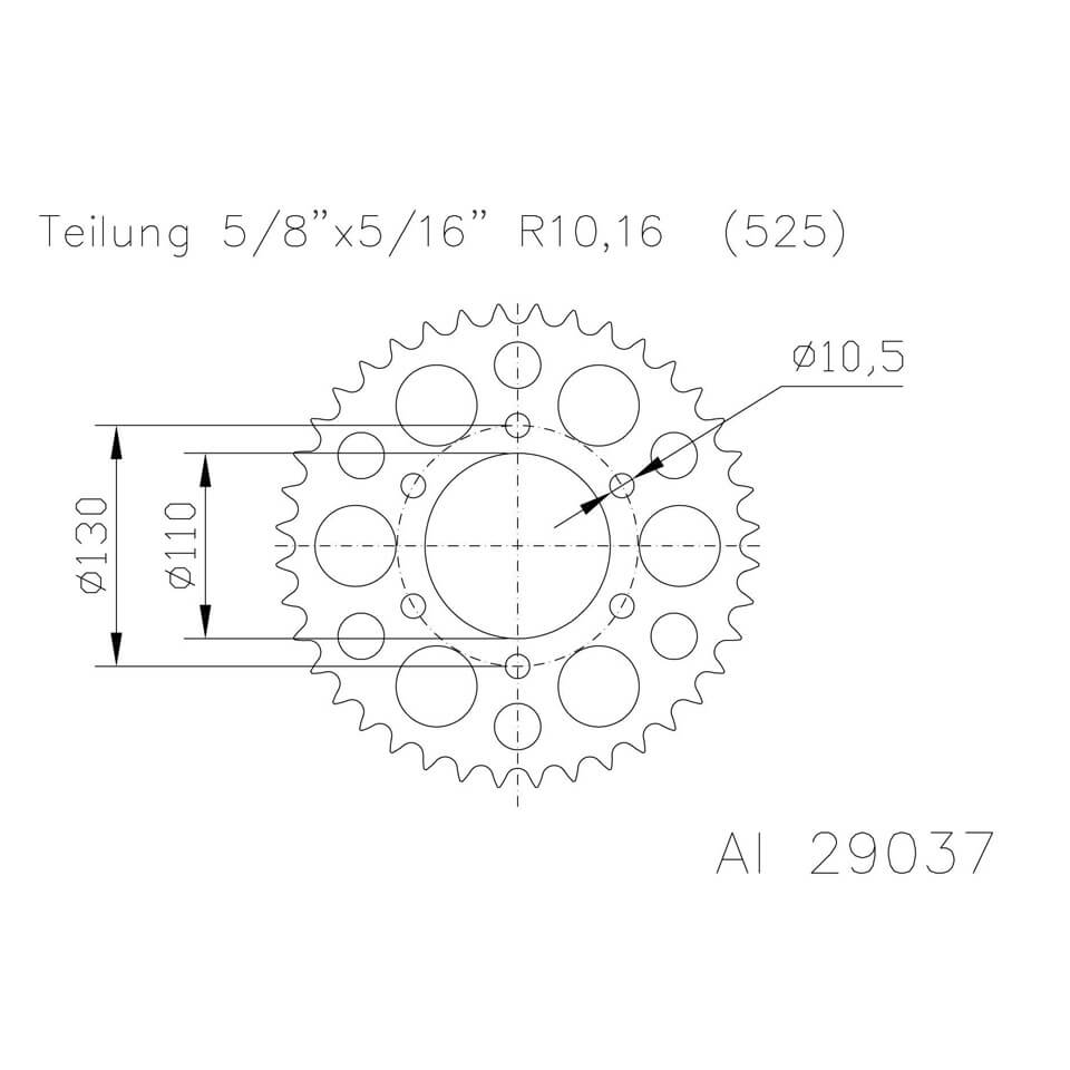esjot Alu-Kettenrad 46 Zähne 525er Teilung (5/8x5/16)